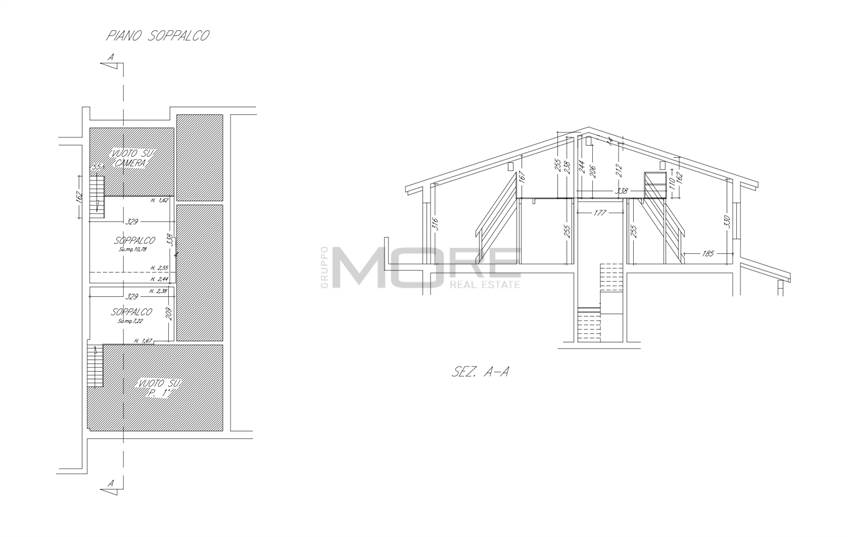 Sezione piano 1° + Soppalco P.2°