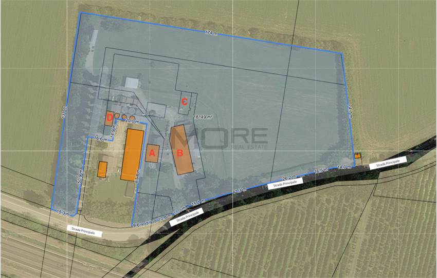 Area complessiva con edifici A, B, C ,D